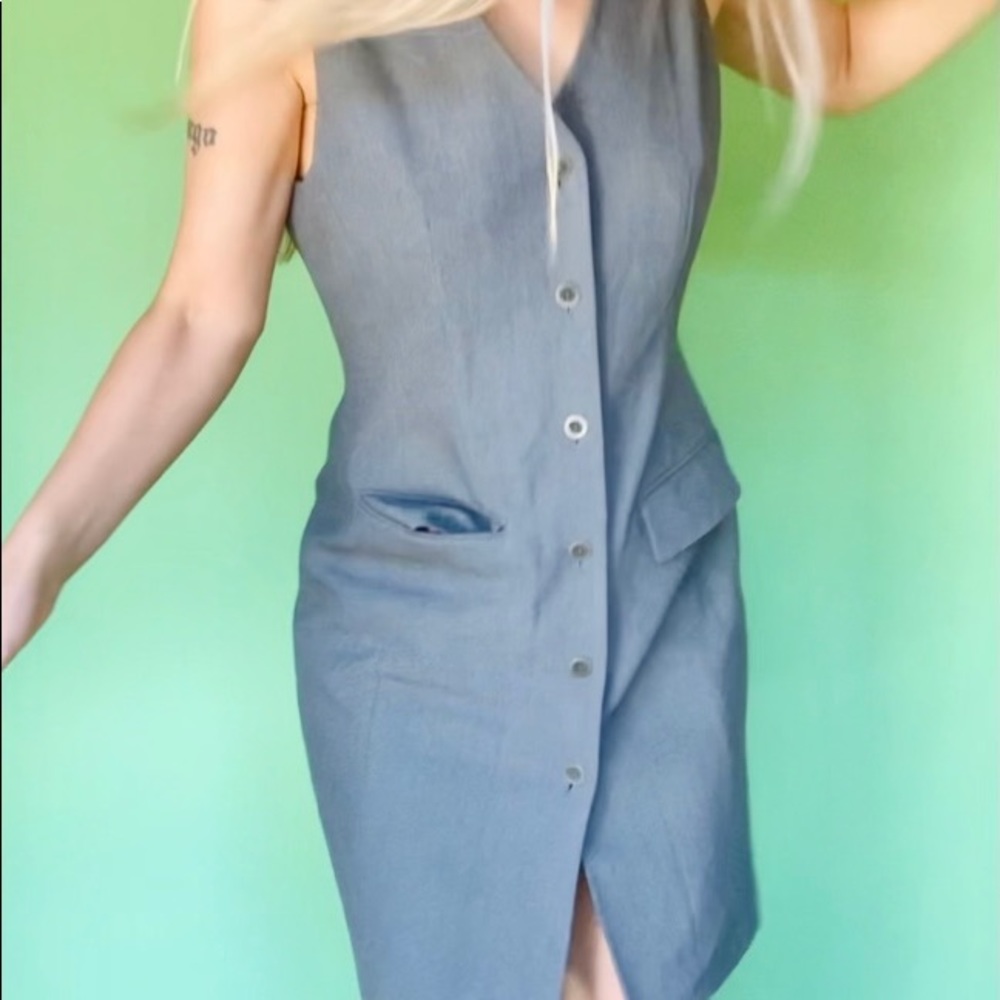 90s button up vest dress